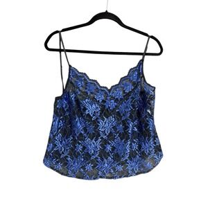 Vintage Lady Cameo Dallas Women's‎ Lingerie Size Large L Blue Black Lace Blouse
